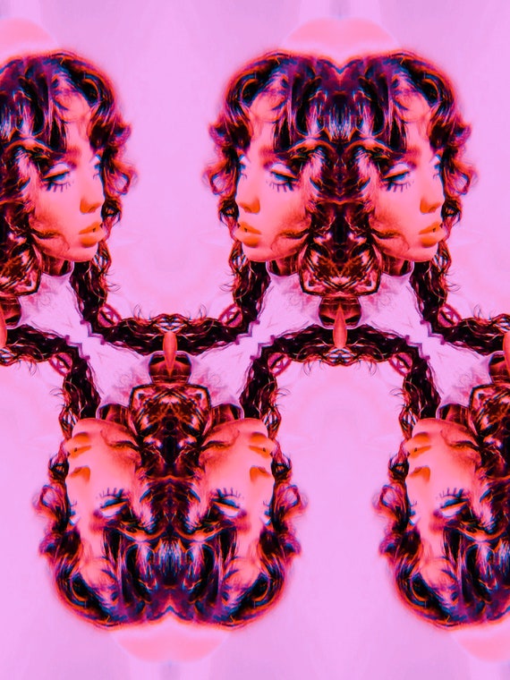 Original Vintage Inspired Art by Barbie Barbarian 1960 - 70's Psychedelic Mirrored Photograph