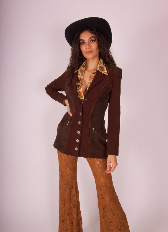 Vintage 90's 'Caché' Brown Suede Posh Equestrian S