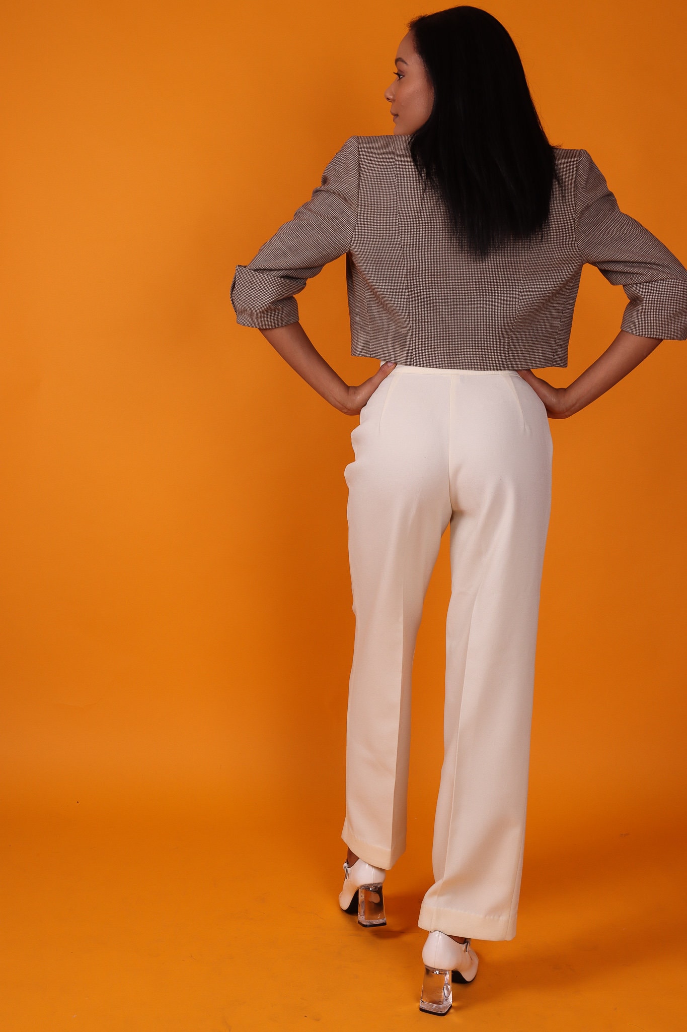 Vintage 'Bending Easy Mervyns' 1970's White High Waisted Trouser Pants ...