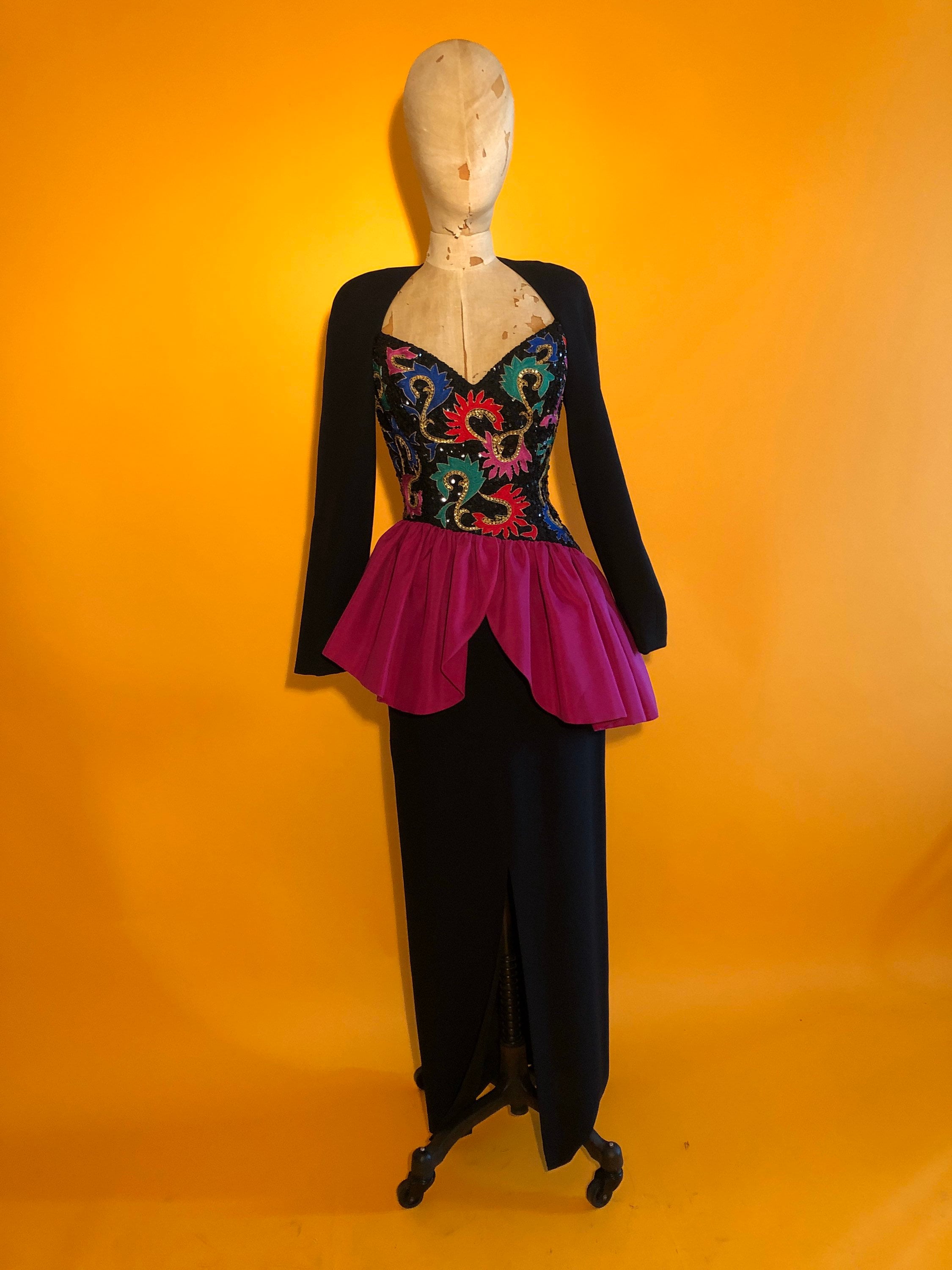 Vintage 'Bob Mackie' Designer Peplum Gown | Retro Barbie | Avant Garde