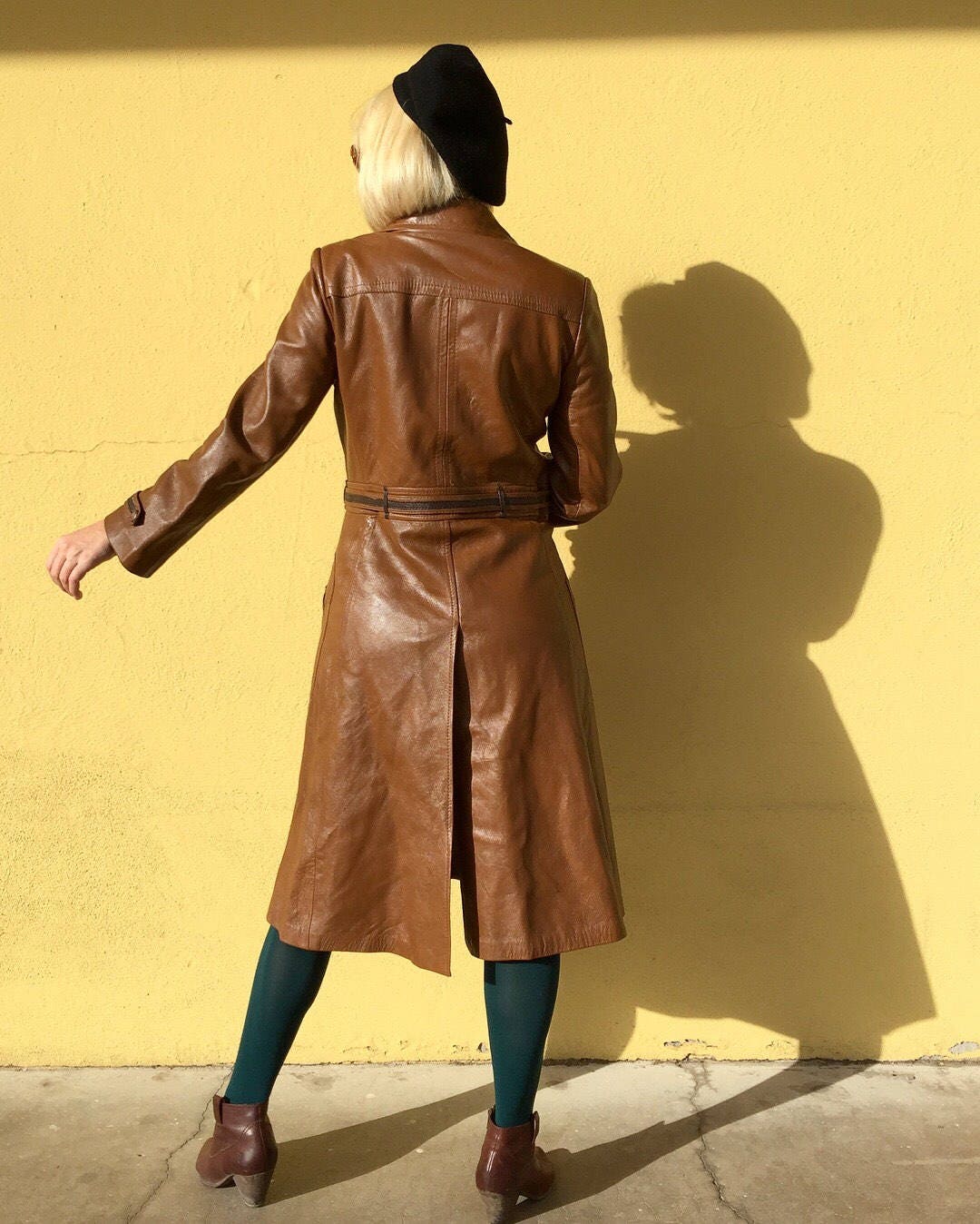 Vintage 1970's 'Imperial' Genuine Brown Leather Trench Coat | Two Tone ...
