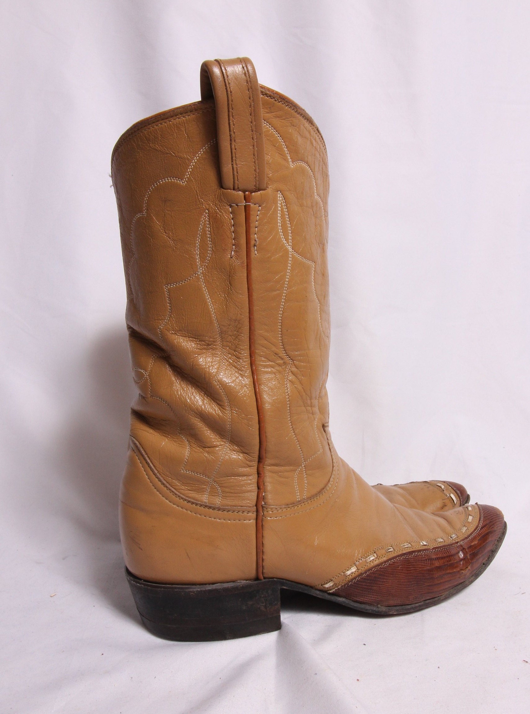 Vintage 'Tony Lama' Two Tone Brown Western Boot | Pointed Toe | Boho ...