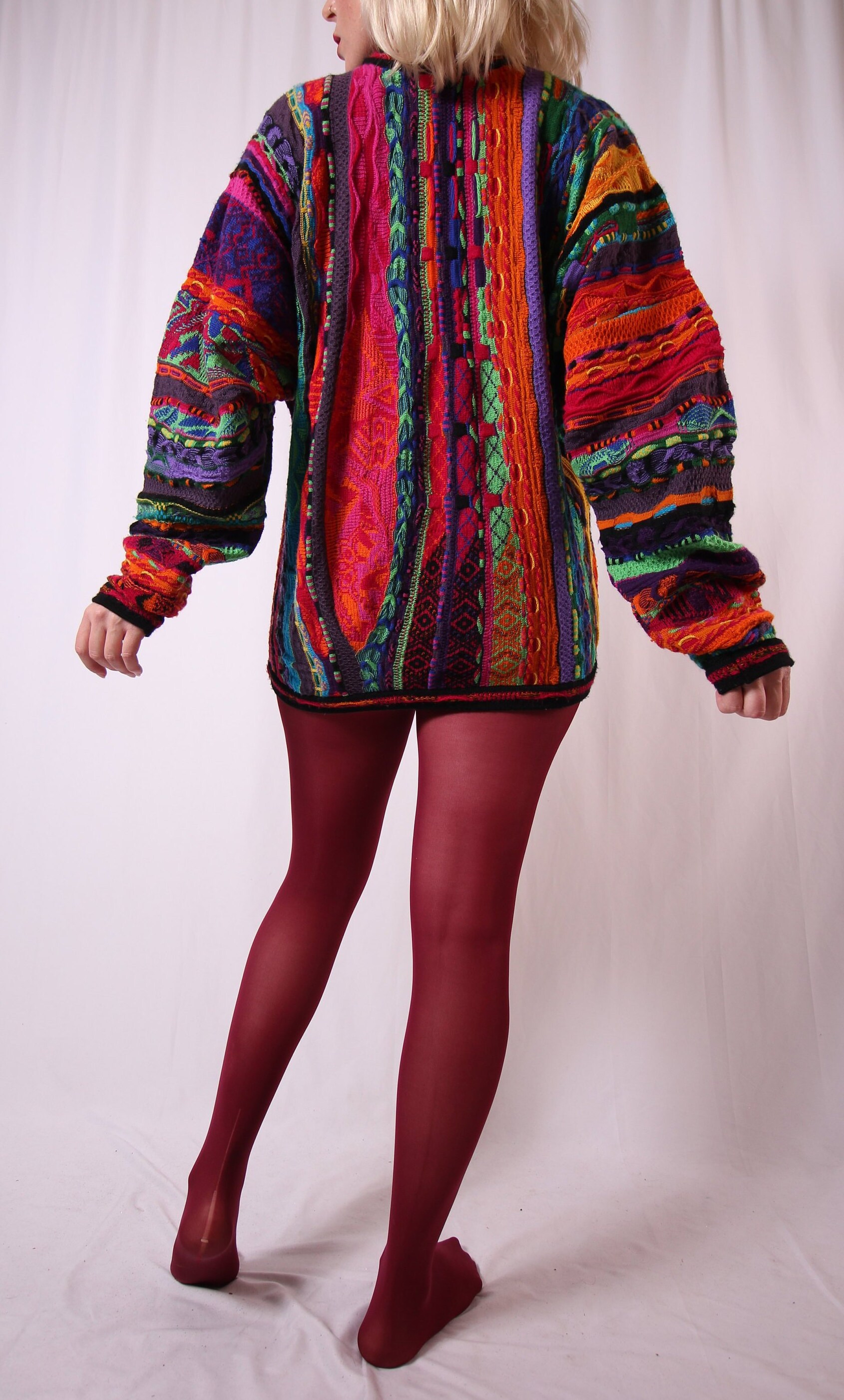 Vintage Unisex 'COOGI' Knit Rainbow Colorful Pull Over Sweater Funky