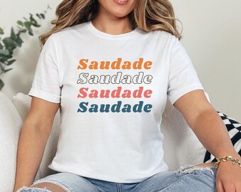 Portugal Saudade T-shirt, Retro 80's Colorful Saudade Tee, Portuguese Mom Gift, Portugal Travel Gift, Unisex t-shirt