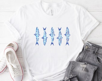 Portuguese Sardine T-shirt, Portugal Tile Shirt, Sardinhas Fish Tee, Portuguese Mom Gift, Lisbon Travel Azulejo Gift, Unisex t-shirt