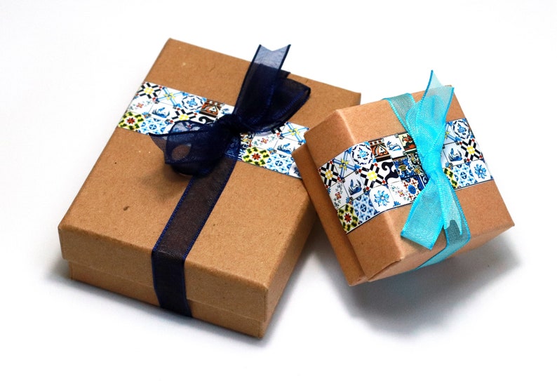 anniversary gifts for women Square stud earrings portuguese blue tile earrings casual ceramic earrings