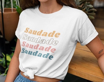 T-shirt Portugal Saudade, Tee-shirt Saudade coloré rétro des années 80, Cadeau portugais, Fierté du Portugal, Cadeau pour maman, Cadeau Vovo