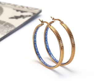 Hoop Earrings, Mexican Tile Jewelry, Portuguese Azulejo, Majolica Tiles, Elegant Earrings, Portugal Anniversary Gifts for Women