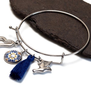 Portuguese bangle bracelet, mosaic tile bracelet, Christmas gift for women