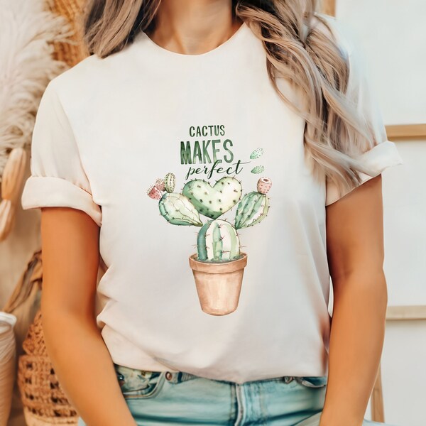 Zandrea | Women's Cute Succulent Plants Art Print Shirt