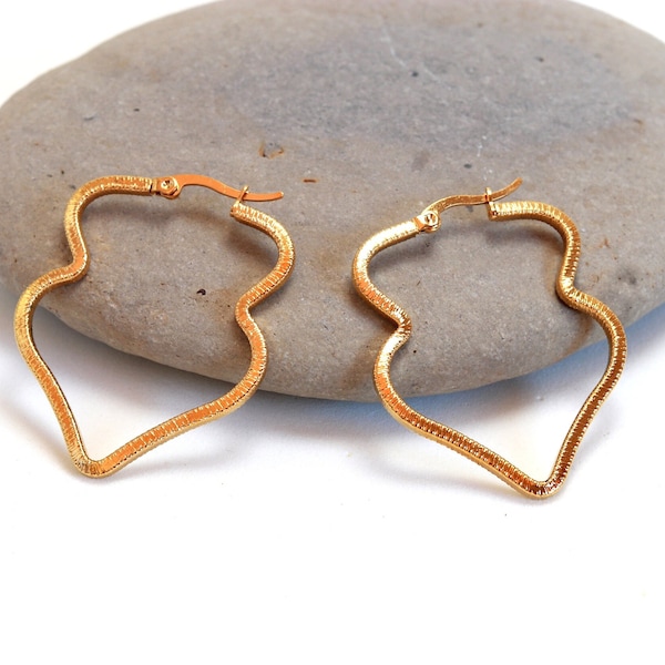 Portugal Viana Heart Earrings, Portuguese Jewelry, Heart Hoops, Gold Stainless Steel, Anniversary Gifts for Women