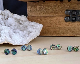 Abalone Shell Stud Earrings: Hypoallergenic Surgical Steel Posts