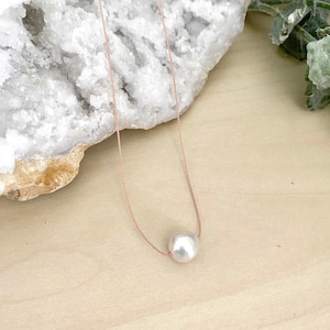 Dainty Freshwater Pearl Cord Necklace - Minimalist Style
