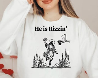 He is Rizzin' Png Digital File, Jesus Playing Basketball Png, Funny ...