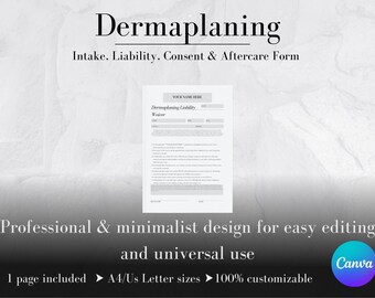 Dermaplaning Consent Form | Dermaplaning Liability Waiver | Dermaplaning Intake Form | Dermaplaning Aftercare Instructions