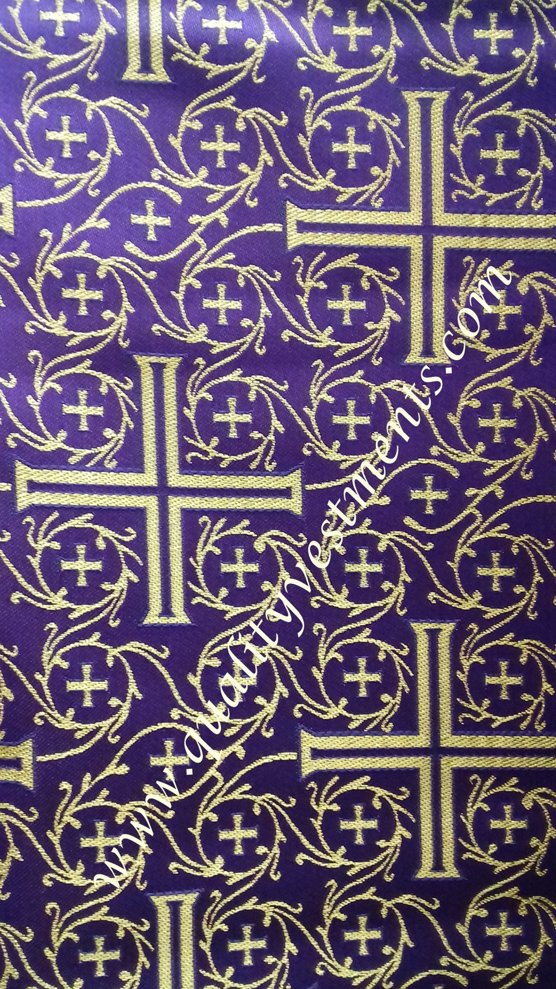 Purple Church fabric for vestments nonmetallic Cross pattern Etsy