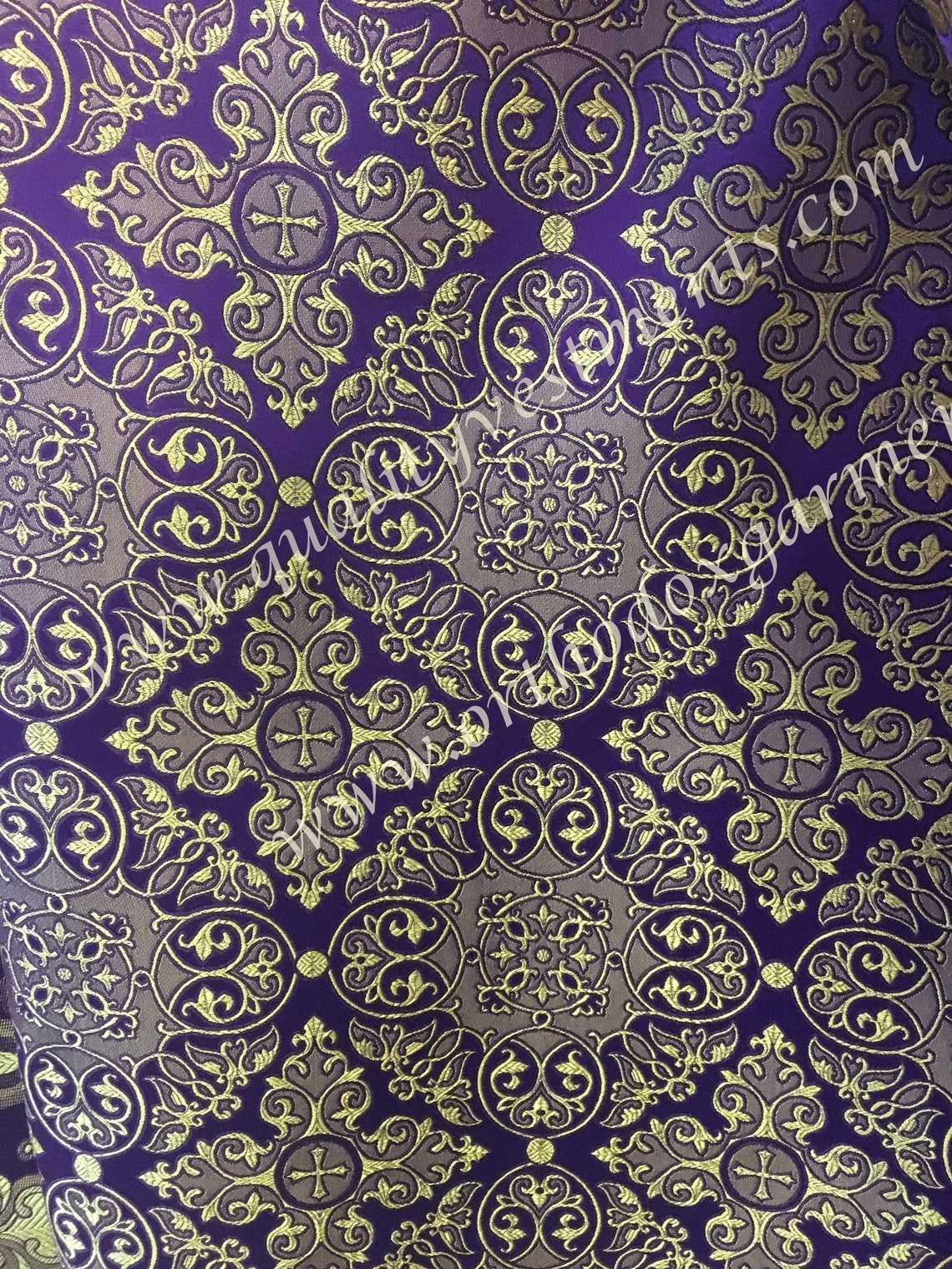 Purple Church fabric for vestments nonmetallic Cross pattern | Etsy