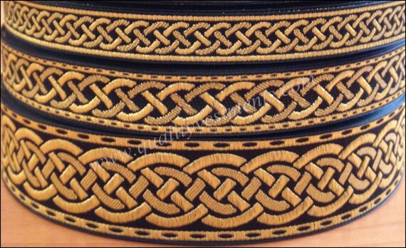 Qualité Marron et Or Large Tissus Jacquard Ribbon Trim Braid 50 mm par mètre