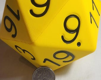 Yellow Single 4" Foam D20 Zucati B.F.D. (Big Foam Dice) Polyhedral Die
