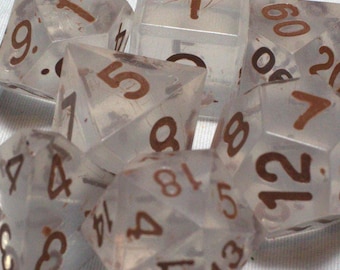 Glacier - Perfect Plastic™ Standard Polyhedral Dice Set - Raw - Hand Waxed - Brown - 1 of 1