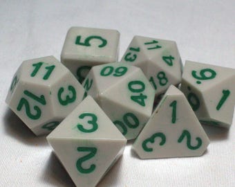 Seattle Grey - Perfect Plastic™ Standard Polyhedral Dice Set - Raw - Hand Waxed - Evergreen