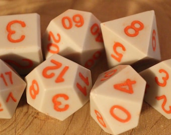 Hand Waxed Polyhedral Dice Set - Seattle Grey & Orange