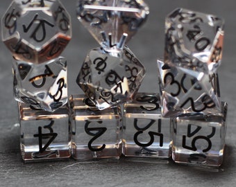 ZUCATI V4  Perfect Plastic™ Polycarbonate Polyhedral Dice Set of 10 - Black Ink