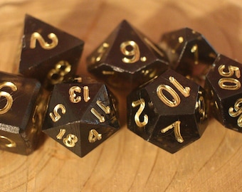 Gold Smoke Polyhedral Dice Set - Hand Inked, 1 of 1 Prototype