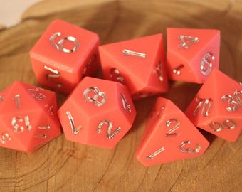Silver Dreamhouse - Hand Inked Silver - 1 of 1 Perfect Plastic™ Standard Polyhedral Dice Set