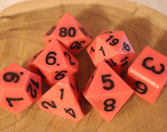 Dreamhouse Black Pink - Perfect Plastic™ Standard Polyhedral Dice Set - Raw - Hand Waxed - Black