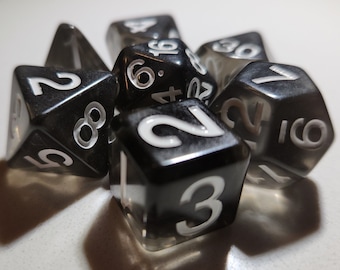 Djinn Smoke - White Ink - Perfect Plastic V3 Dice - Final 100 Sets