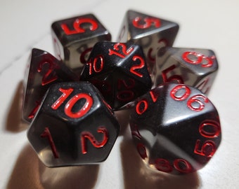 Djinn Smoke - Red Ink - Perfect Plastic V3 Dice - Final 100 Sets