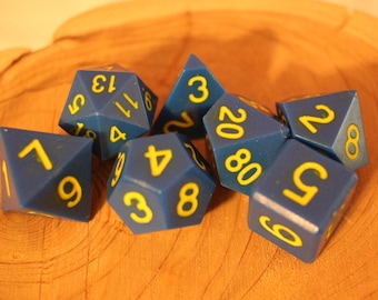 School Colors - Perfect Plastic™ Standard Polyhedral Dice Set - Veruca Salt Blue - White