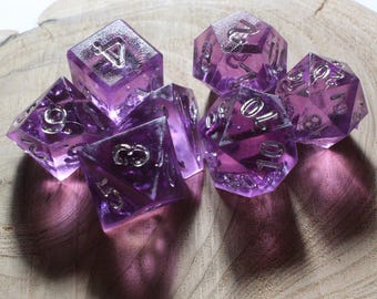 Silver Dragonfruit - Hand Inked Silver - 1 of 1 Perfect Plastic™ Standard Polyhedral Dice Set