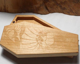 V2 Zucati Dice Base Coffin Case in Cherry Wood - Engraved - Forest Floor