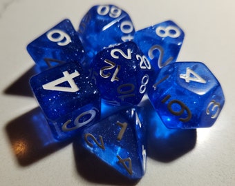 Starlight Blue - White - Ink Perfect Plastic V3 Dice - Final 100 Sets
