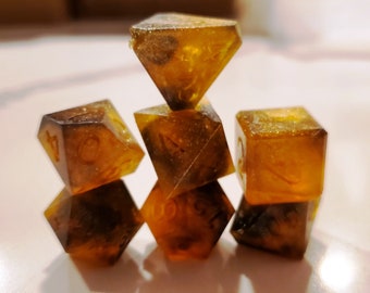 Galactic Amber Polyhedral Dice Set - V1 Celestial