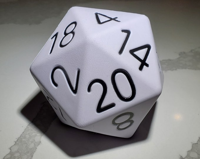 Featured listing image: Clearance! Single White 4" Foam D20 Zucati B.F.D. (Big Foam Dice) Polyhedral Die