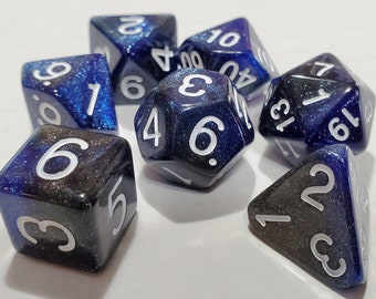 Perfect Plastic™ Celestial Polyhedral Dice Set - Deep Space Blue - Polished