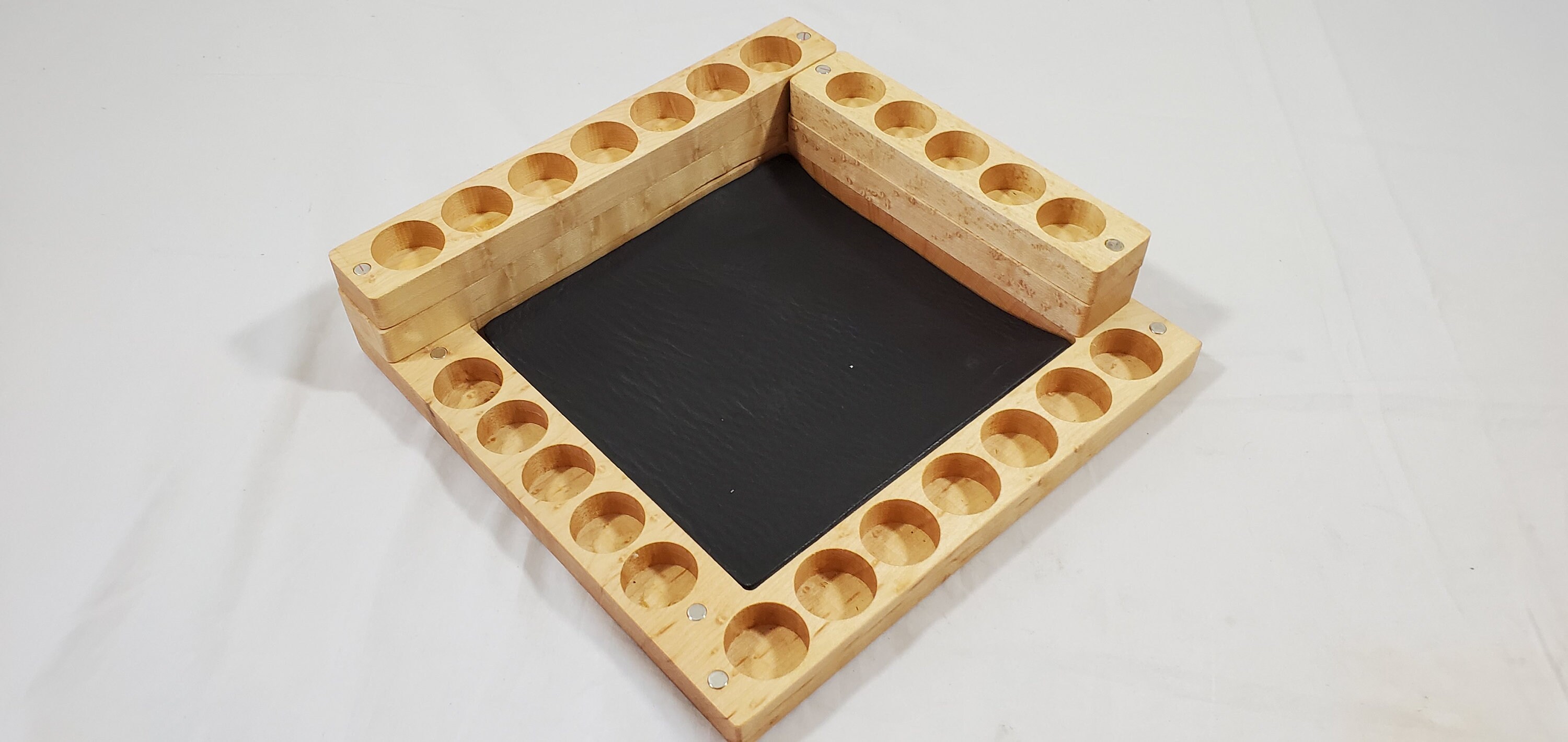 Dice Base 2 Dice Tray and storage system Birdseye Maple Hardwood