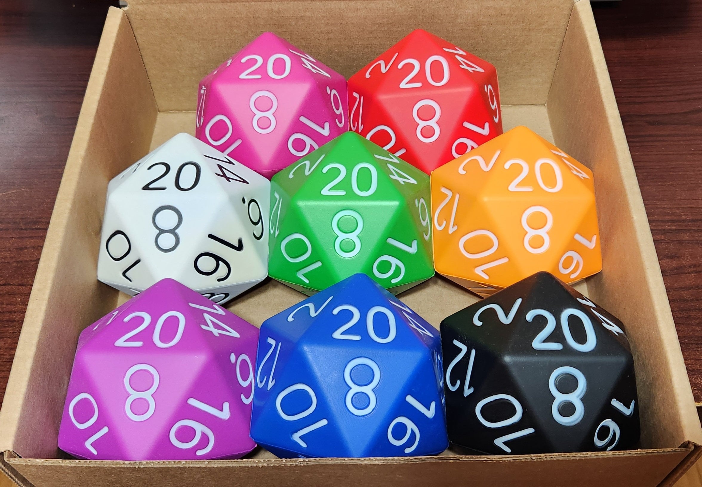 D20 Party Pack! 8pcs 4 Foam D20 Zucati B.F.D. (Big Foam Dice) Polyhedral Dice