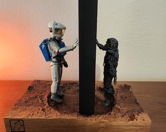 5 / 10 Limited 1 - 4 - 9 11" Slate Monolith with Sealed Walnut Carved Base and Figures Set Art Piece
