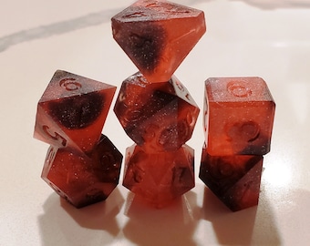 Raspberry Nebula Polyhedral Dice Set - Raw Plastic, Celestial RPG
