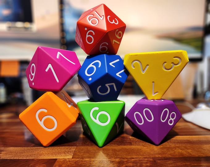 Featured listing image: 4" Zucati B.F.D. (Big Foam Dice) V2 - Polyhedral Tabletop Gaming Dice Set