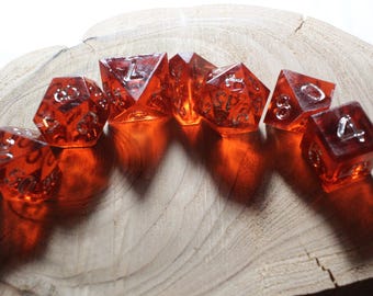 Silver Glow - Hand Inked Silver - 1 of 1 Perfect Plastic™ Standard Polyhedral Dice Set