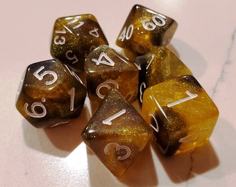 Perfect Plastic™ Celestial Polyhedral Dice Set - Yellow Sundog - Polished