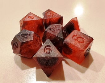 Perfect Plastic™ Celestial Polyhedral Dice Set - Raspberry Nebula - Raw
