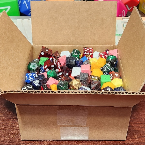 7" x 7" x 3" ZUCATI Big Box of Dice - Full Random Mix + 1x Metal and 1x Clear V4 Prototype