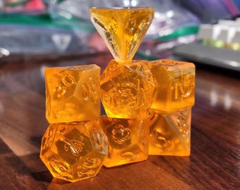 Tang Orange - Perfect Plastic™ Translucent Polyhedral Dice Set - Raw