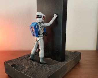 Limited Edition Slate Monolith Sculpture: Stained Hickory Base, Super7 Figures